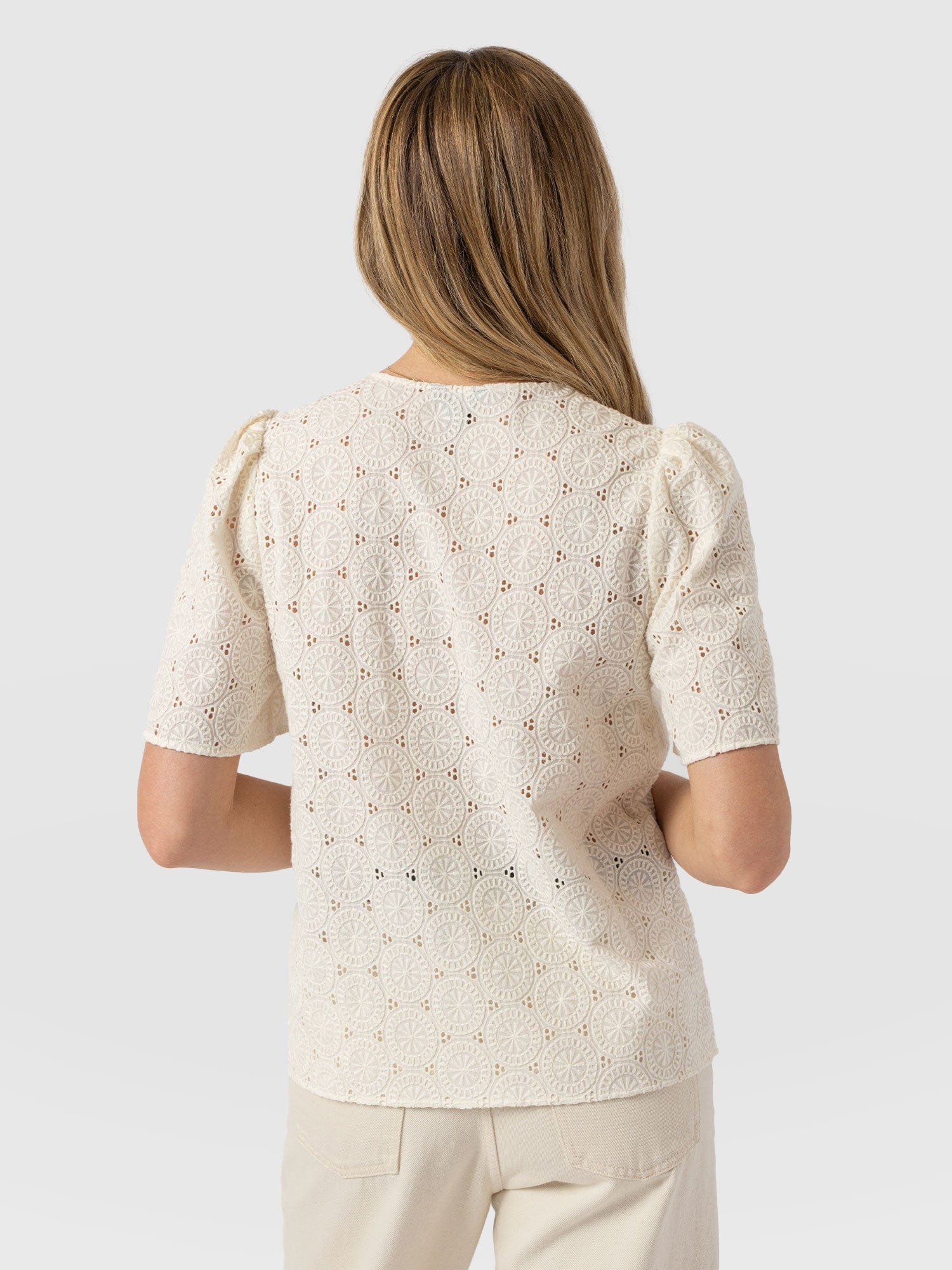 Tabitha Short Sleeve Blouse - Cream - Women's Blouses | Saint + Sofia® USA